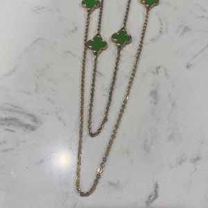 Kate Spade Gold and Green Clover Necklace